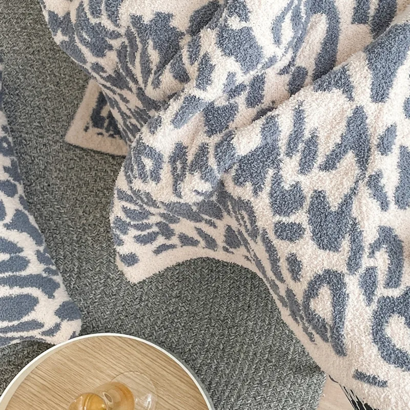 Manta de punto delicada con estampado de leopardo para adulto, manta c&aacute;lida y esponjosa, supersuave, c&oacute;moda, port&aacute;til, ligera, para sof&aacute;, Invierno-5