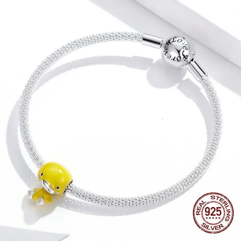 Шарм бусина из серебра 100% пробы с желтой эмалью|Бусины| |