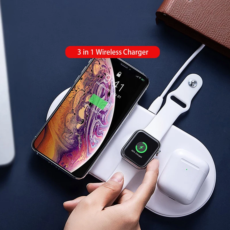 3 в 1 быстрая зарядка Airpower Беспроводное зарядное устройство Pad Qi держатель беспроводного зарядного устройства для Apple Airpods 2th для Apple Watch для iPhone