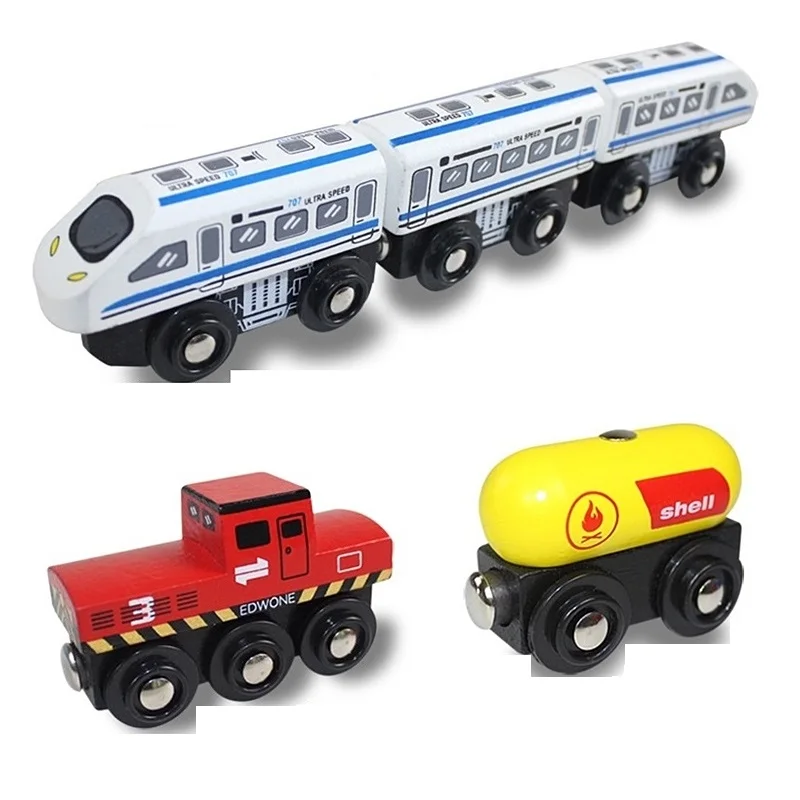 

10 / 12PCS / 53PCS Wooden Train Accessories Anime Locomotive Car Toy Wooden Railway Toys for Kids Gifts Dropshipping 2020