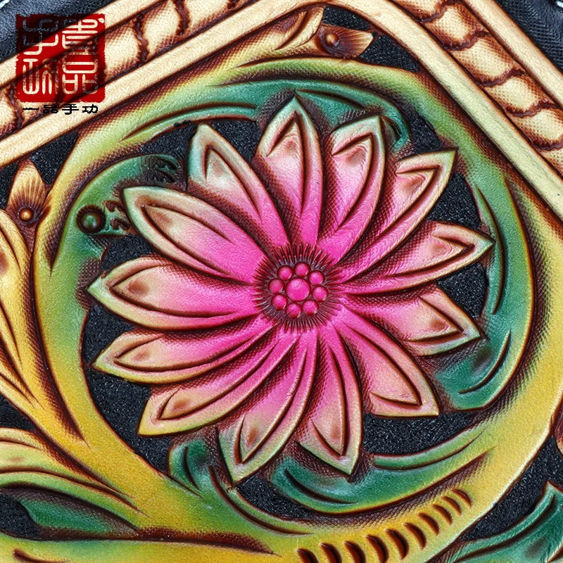 

Bestform Genuine Leather Women Backpack 2021 New Retro National Style Handmade Carving First Layer Cowhide Bag Travel Backpacks