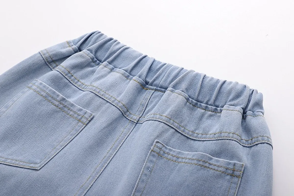 

Letter Print Pattern Blue Cotton Denim Japan Style Jeans Women Girls Ankle-Length Pants 2020 Autumn New Casual Loose Straight