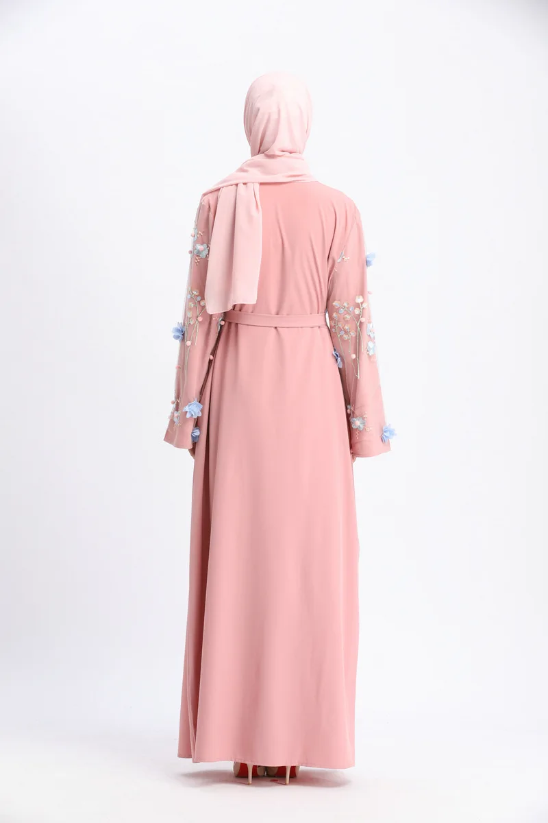 

Muslim Dress Women Dubai Arab Floral Printed Abaya Cardigans Lace-up Kaftan Long Robes Ankle Length Arab Islamic Long Dresses