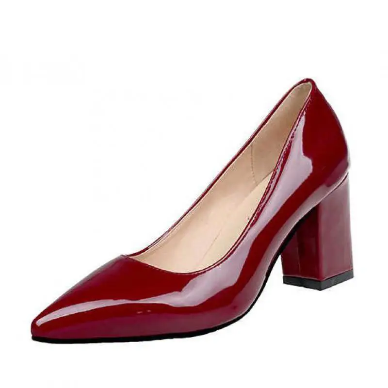 

Туфли-лодочки женские на платформе, квадратный блочный каблук, заостренный носок, модные пикантные кожаные туфли на высоком каблуке, черные...