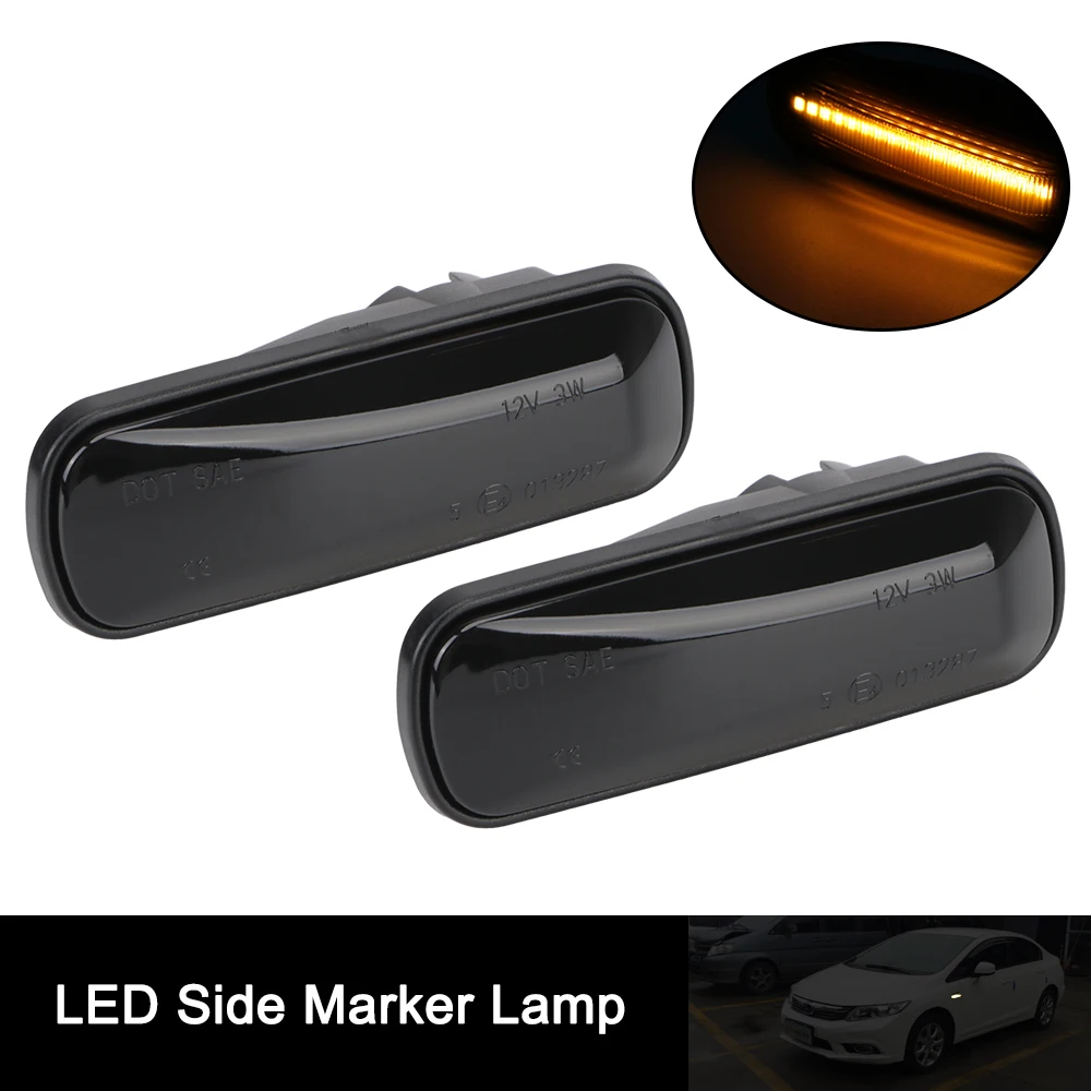 

Поворотный сигнал свет дымовая линза боковой ретранслятор лампа для Honda Civic Динамический свет светодиодные, боковые, габаритные фонари s 2 шт./компл. Blinker