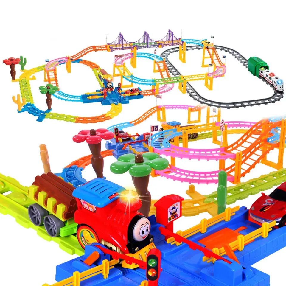 Детский новый Электрический поезд железные дороги игрушки для детей DIY трек RC