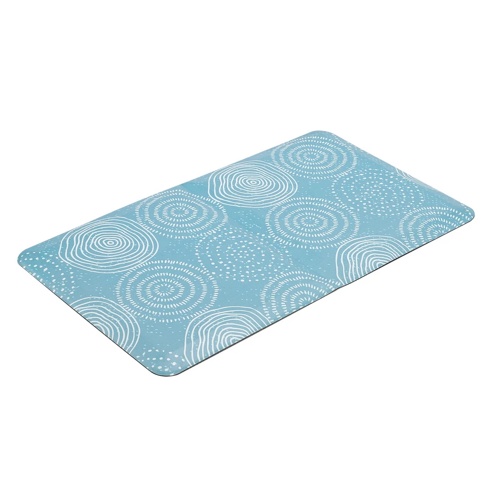 

20 "x 36" x 1.9cm kitchen mat rectangular, fold in half, striped, cyan