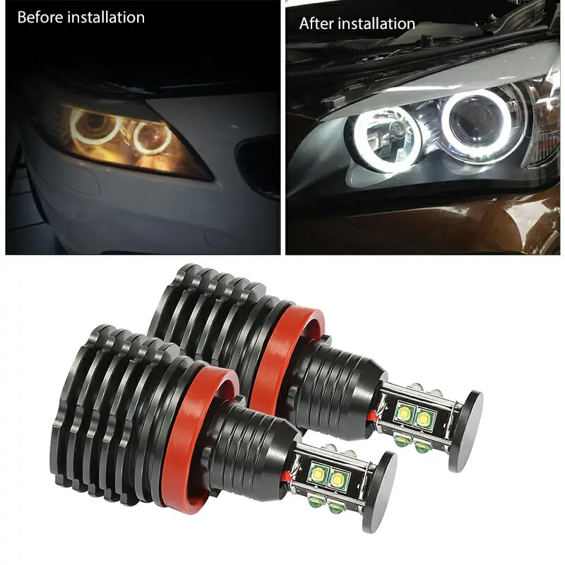 Светодиодные фары Racbox H8 ангельские глазки 80 Вт для BMW E90 X5 E71 X6 E82 M3 E60 E70|Аксессуары