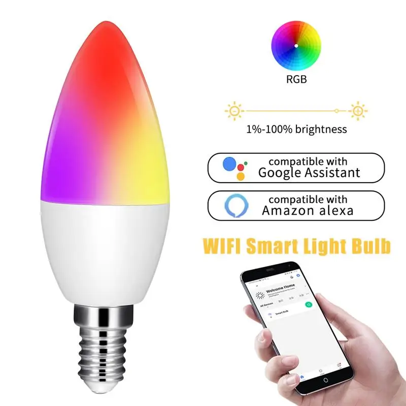 Умная Светодиодная лампа-свеча с Wi-Fi поддержка Amazon/Google Home/IFTTT дистанционное