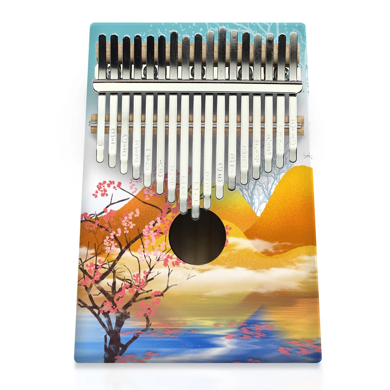 

Colour Kalimba 17 Keys Wood Portable Finger Piano Beginners Professional Painted Instrument Easy To Learn