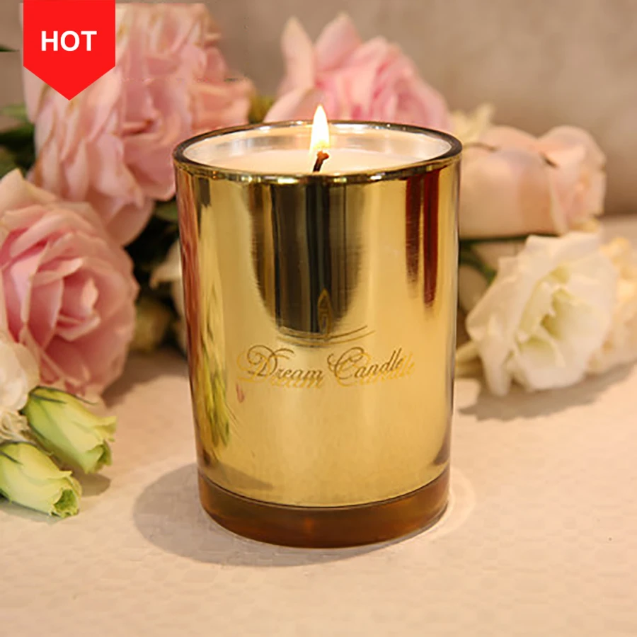 Натуральное Соевое Золото батарея без свечей свадебное украшение Арома