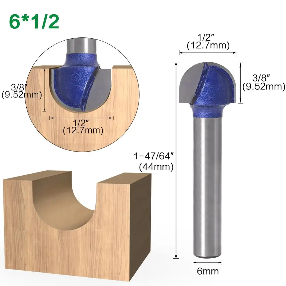 6mmX12.7mm 1 шт. 6 мм хвостовик профессиональный уровень шариковый нос фрезы Набор Концевая фреза круглая бухта коробка твердосплавный ЧПУ радиус фрезерный бит - Длина режущей кромки: 6mmX12.7mm