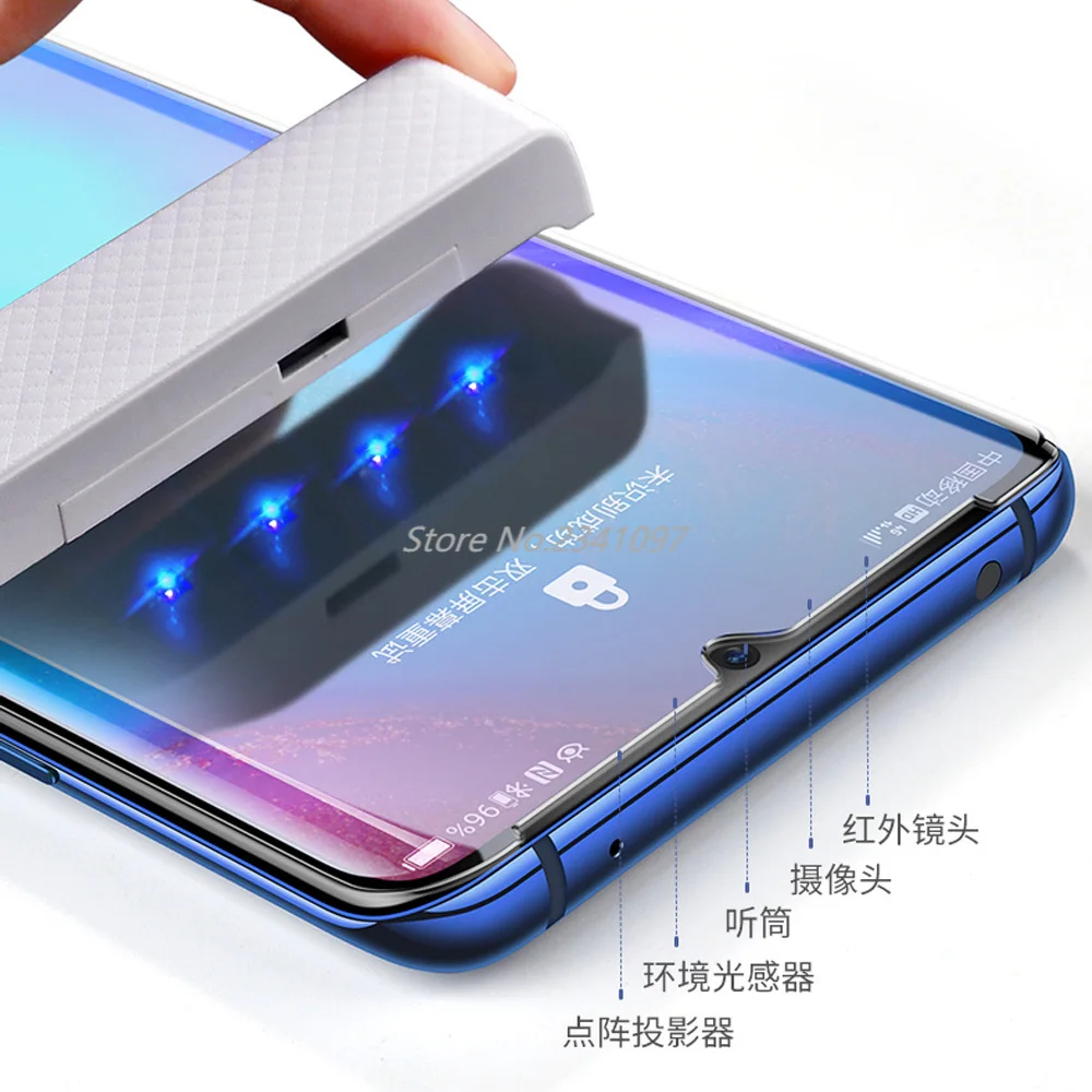 УФ Клей закаленное стекло для HuaWei P30 Pro защита экрана полное покрытие на Защитная