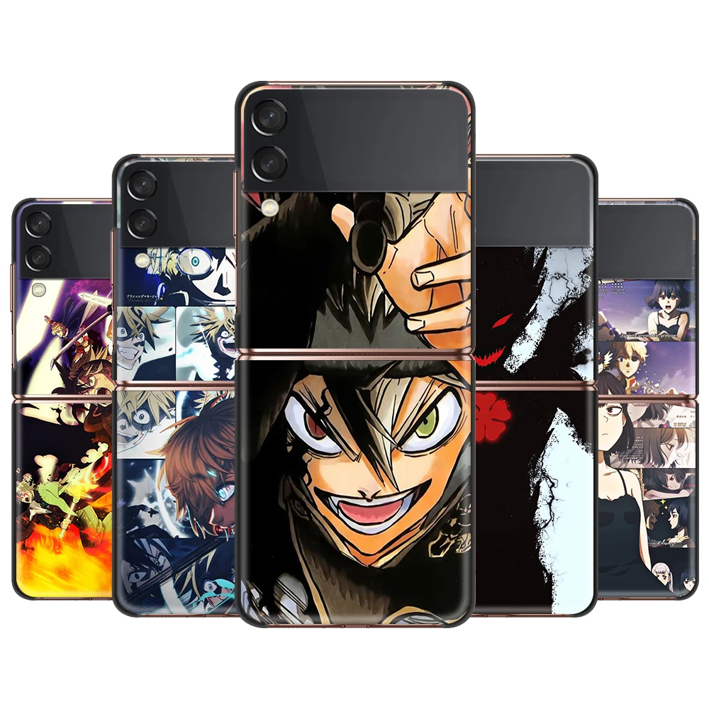 

Hot Black Clover Anime Cover For Samsung Galaxy Z Flip 6.7" Flip3 5G Black PC Hard Phone Case Segmented Protect Coque