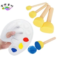 sponge paint brushes toys wooden handle seal sponge brushes kids children drawing painting graffiti brush school supply yellow