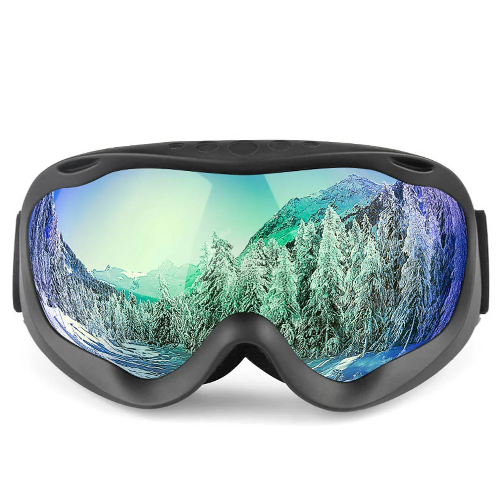 Black--green lens DMAR лыжные очки сферические Анти-туман защита двухслойные теплые большие линзы очки для женщин и детей мужские зимние сноубордические очки - Цвет: Black--green lens