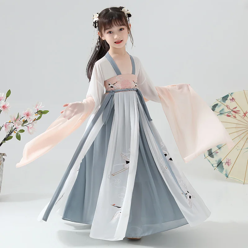 Платье феи Hanfu для девочек традиционная китайская Классическая танцевальная