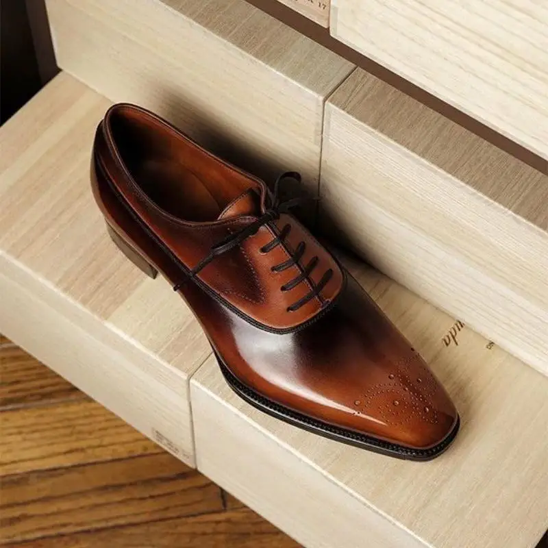 

Мужские туфли ручной работы из искусственной кожи на шнуровке, классические мужские повседневные Модные осенние армейские дизайнерские ту...