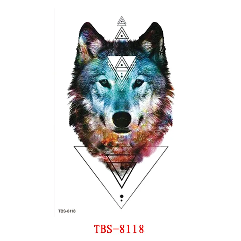 Поддельные татуировки стикеры волк девушка искусственные цветы лаванда