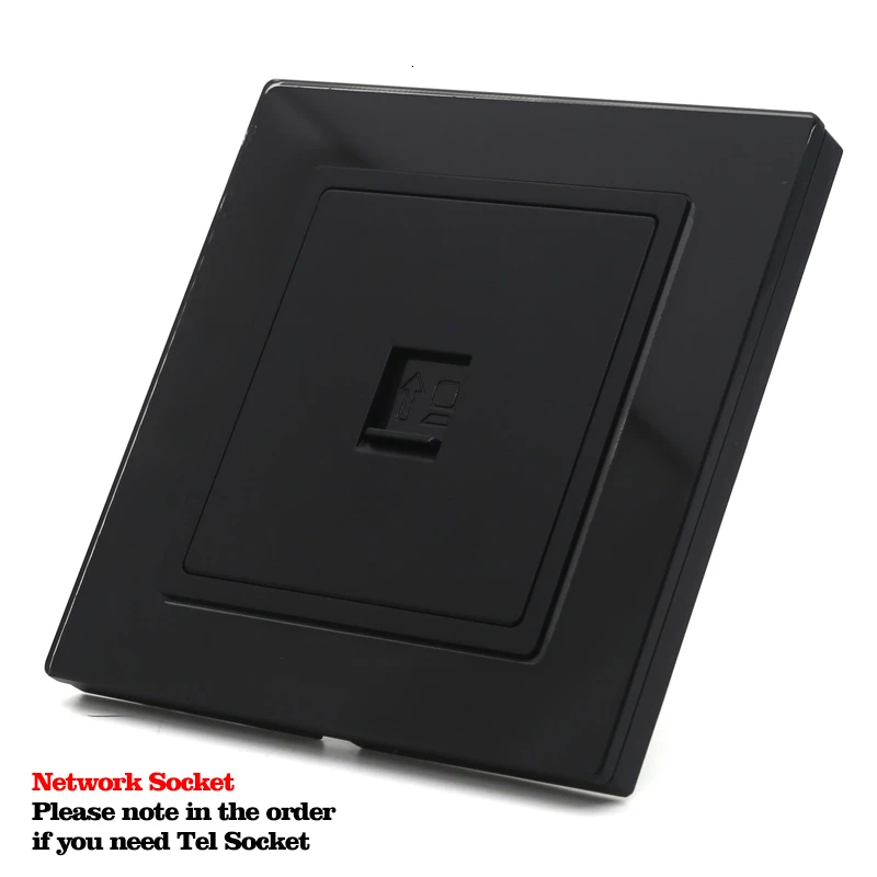 Black Glass Panel Network Socket Same Color As Touch Switch Customizable Siamese & | Обустройство дома