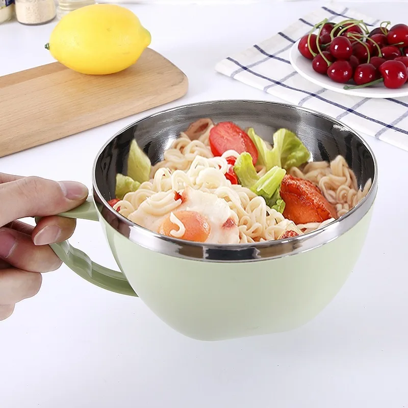 Stainless Steel Double Layer Instant Noodle serving bowl Lid leakproof Cup Packed Lunch Box for Rice Salad food warmer Container | Дом и сад