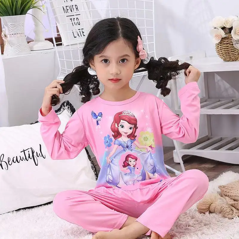 Baby Boys Girl Pajamas Frozen Anna Elsa Clothing Set Kid Long Sleeve Cartoon Home Clothes Girl Sleepwear Suit Children Nightgown images - 6
