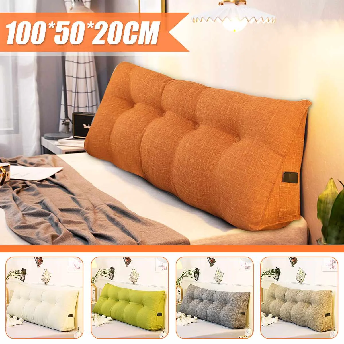 

100X50X20cm Triangular Backrest Cushion Sofa Cushions Bed Rest Pillow Back Support Tatami Sofy Removable Sleeping Pillow