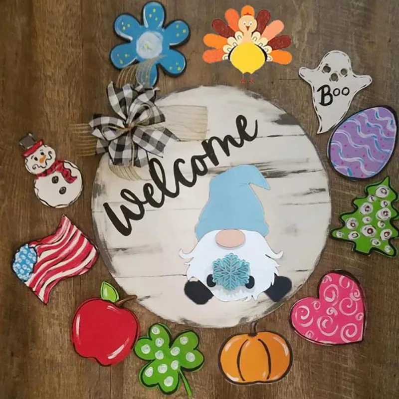 

New Wooden Door Decoration Listing Can Replace DIY Seasonal Signs Home Festival Decoration Door Hanging Board Wall decoration