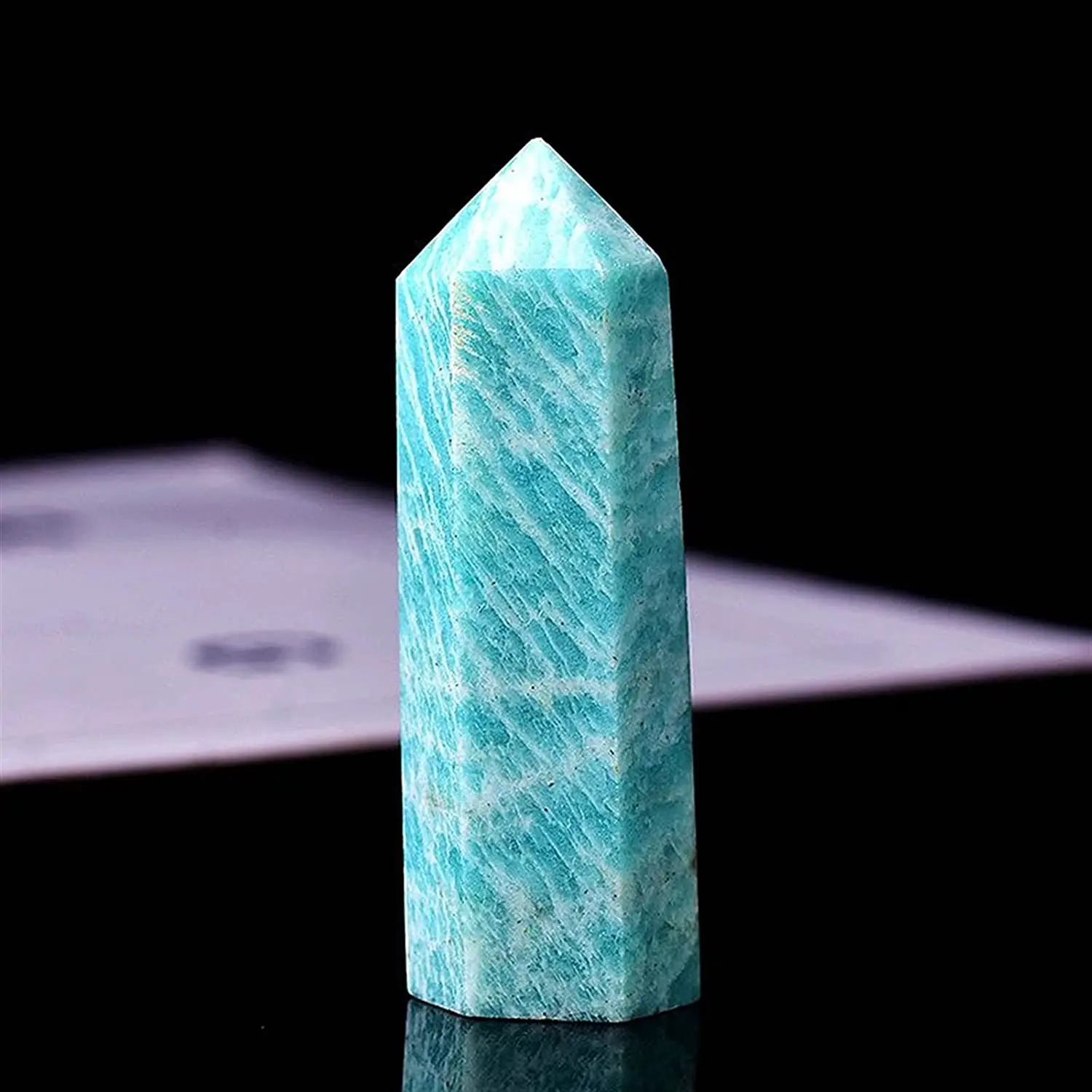 

1PC Natural Crystal Point Amazonite Healing Obelisk reseda Quartz Wand Green Ornament for Home Decor Reiki Energy Stone DIY Gifi