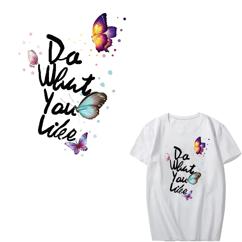 

Iron on Letter Butterfly Patches for Girl Clothing DIY T-shirt Dresses Applique Heat Transfer Vinyl Thermo Stickers on Clothes