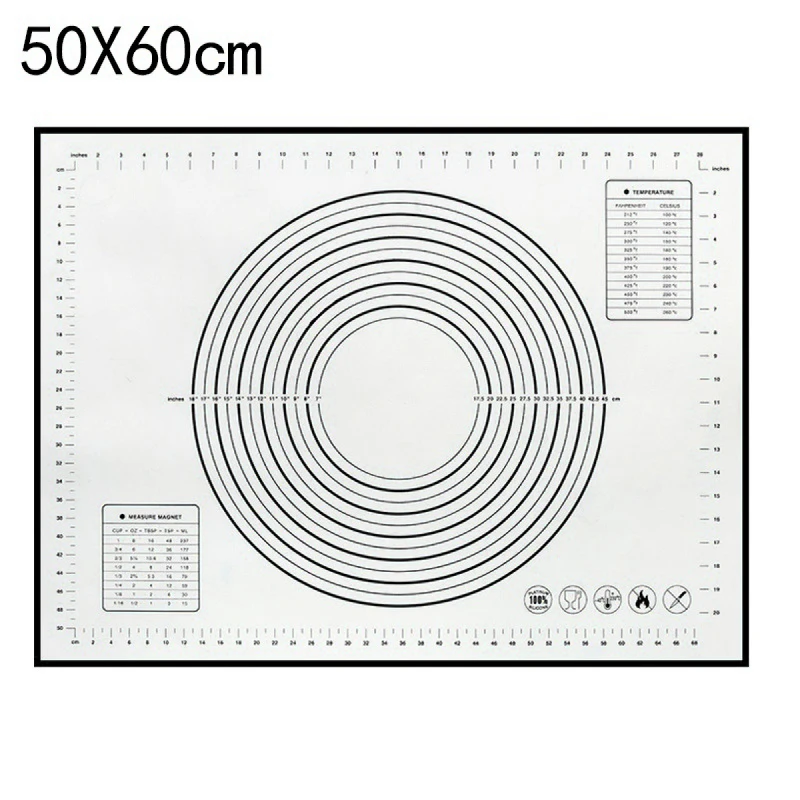 50x60cm black Силиконовый коврик для выпечки 60*40/40*30 см с накипью для раскатки теста, антипригарный держатель для кондитерских изделий, кухонные гаджеты, инструменты для приготовления пищи - Цвет: 50x60cm black