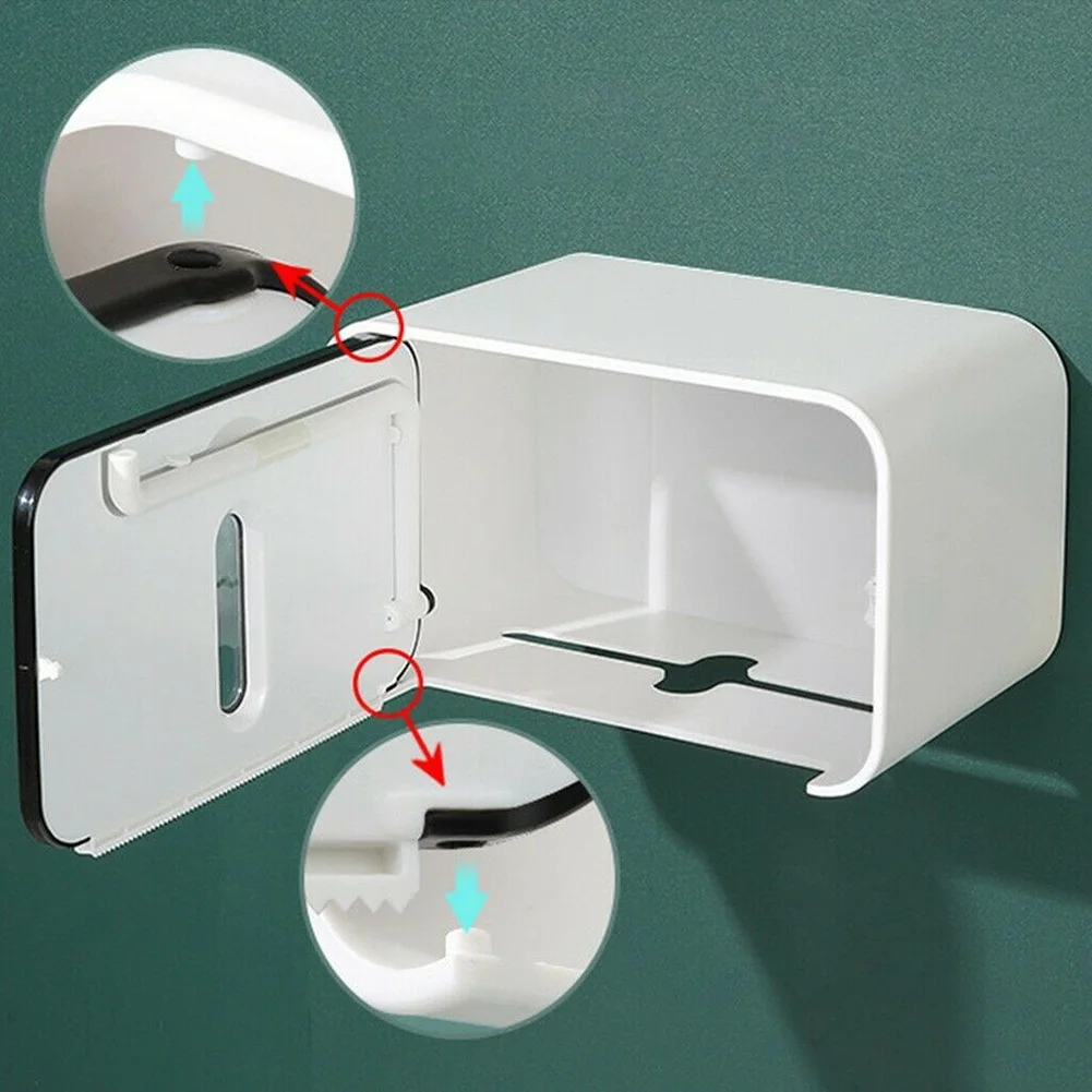 

High Bathroom Tissue Box Wall-mounted Free Punching Waterproof Roll Storage Box Case UEJ