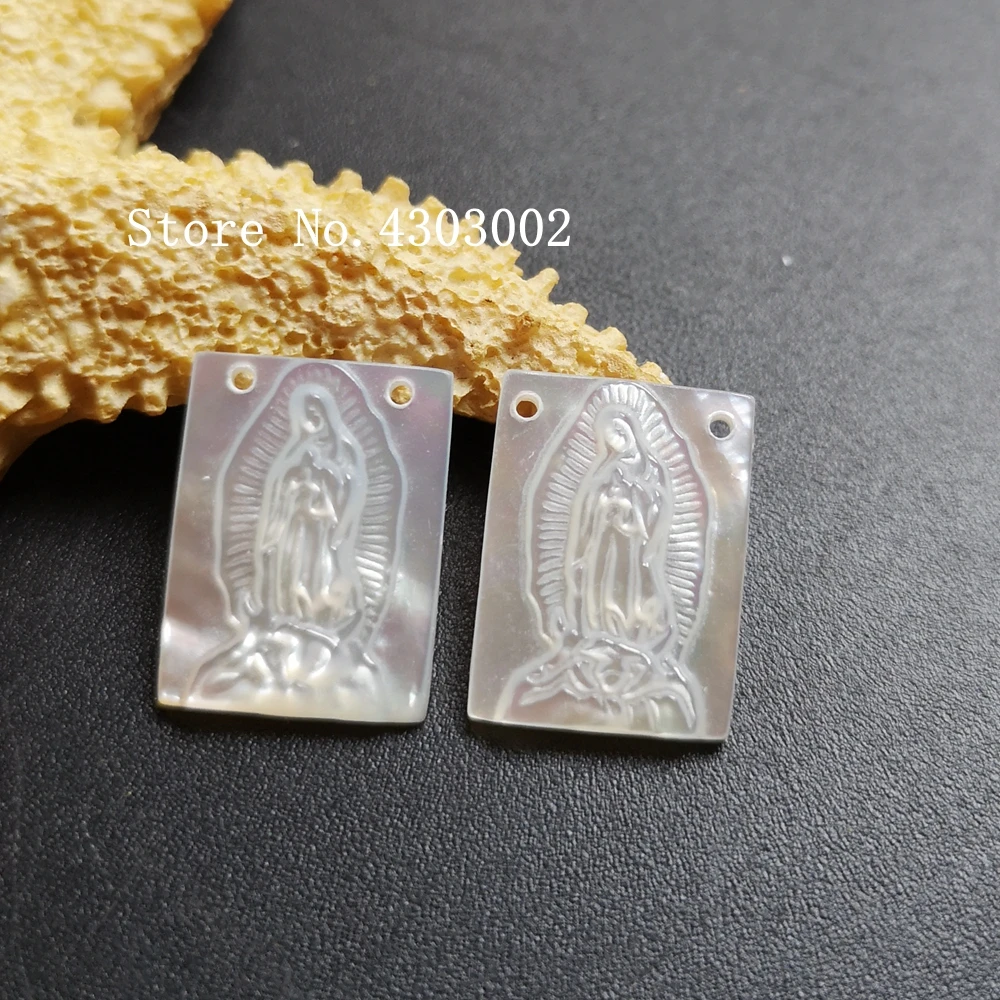 10 шт./лот 12x16 мм натуральный прямоугольник Virgin of Guadalupe перламутровый корпус