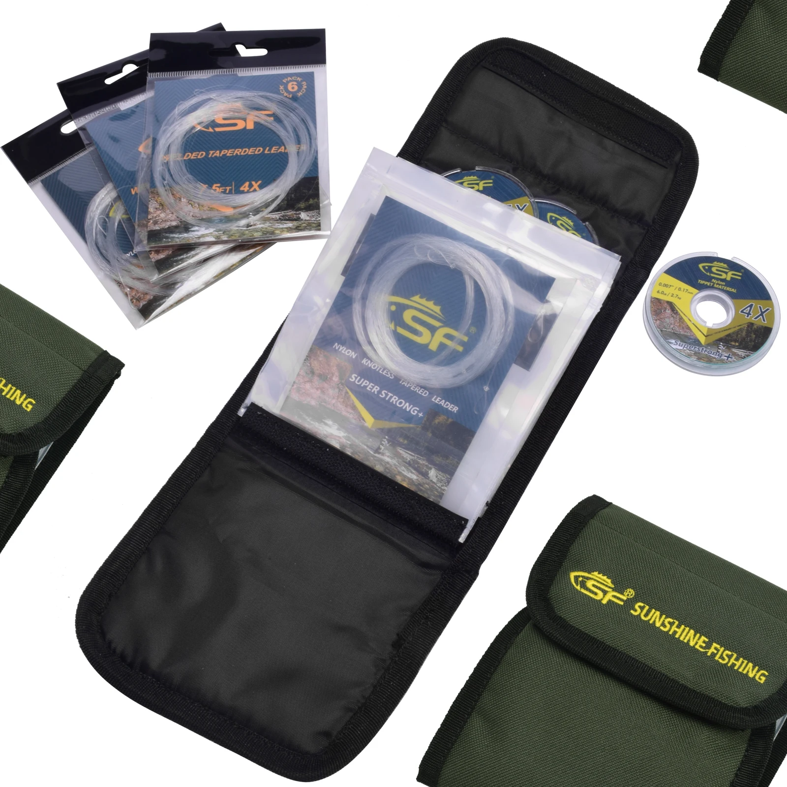 SF Fly Fishing Leader Wallet Tippet Tapered Polyleader 12Pcs Detachable Clear Re-sealable Pockets Case Storage Accessorie | Спорт и