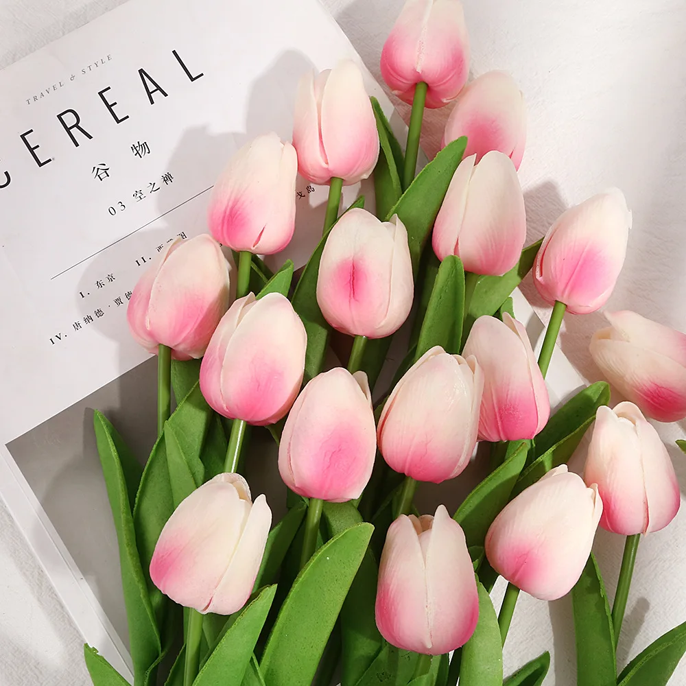 

10PCS Tulip Artificial Flower Real Touch Artificial Bouquet Fake Flower for Wedding Decoration Flowers Home Garden Decor