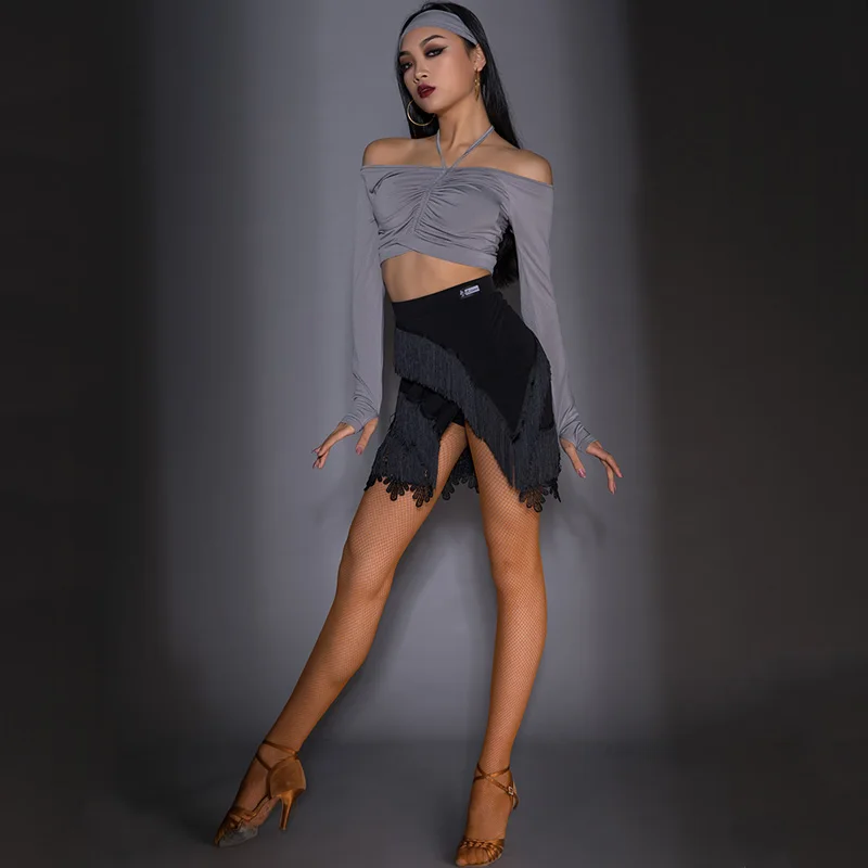 Юбки для латиноамериканских танцев новинка отделанный бахромой латинский