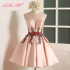 Женское вечернее платье AnXin SH, розовое короткое Кружевное платье с цветами, сексуальное вечернее платье для невествечерние
