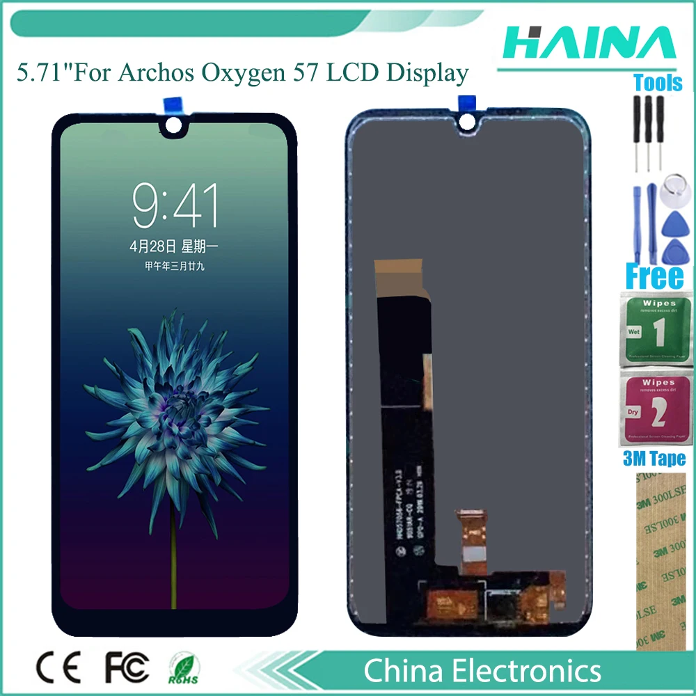 5 71inch phone lcd for archos oxygen 57 lcd display touch screen digitizer assembly for oxygen57 with tools free global shipping