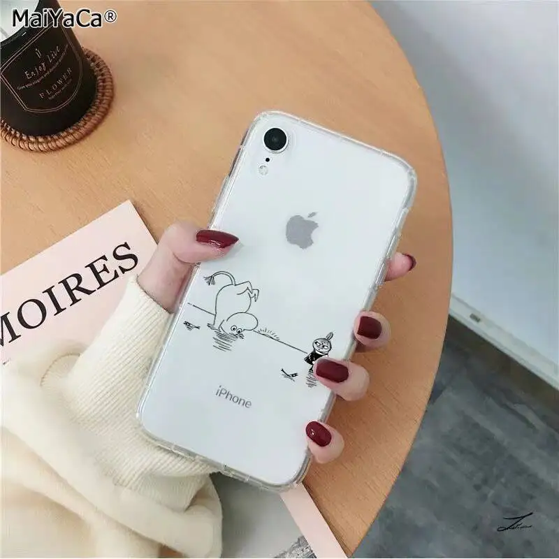 A14 MaiYaCa прекрасный hippo Moomin прозрачный мягкий ТПУ чехол для телефона iPhone 11 pro XS MAX 8 7 6S Plus X 5 5S SE XR - Цвет: A14
