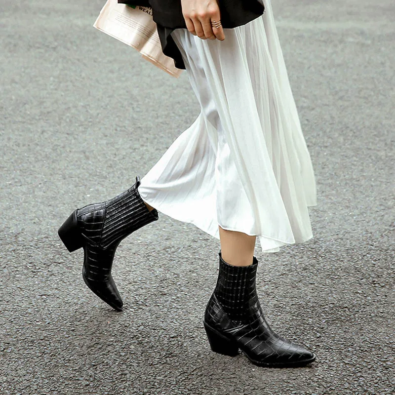 Женские ковбойские ботинки челси с заостренным носком Размеры 33-45 FT745 | Обувь