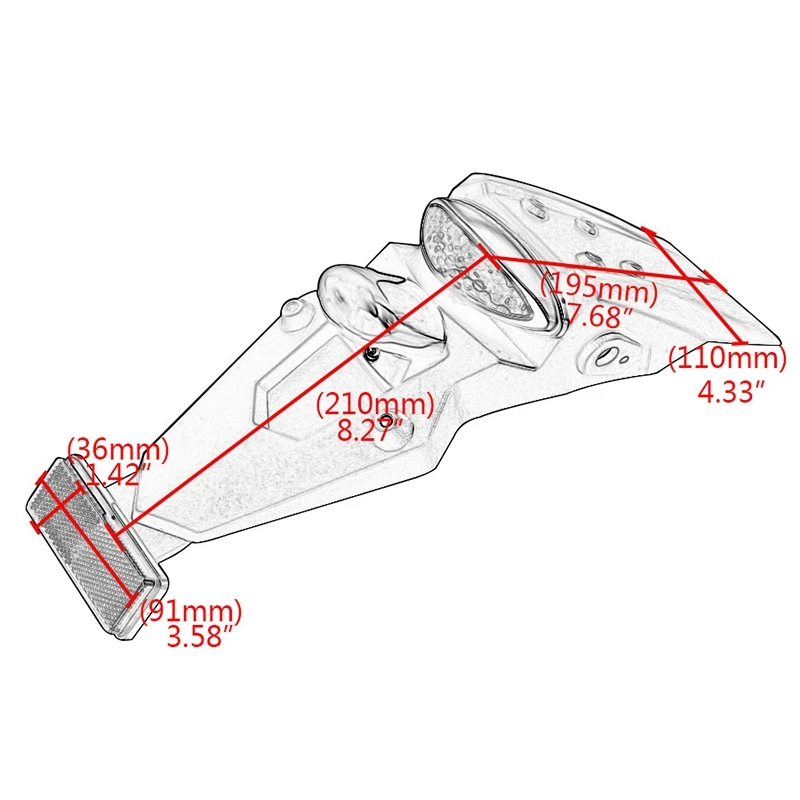 Universal Motorcycle Rear Fender Mudguard with LED Tail Light for Yamaha Brake Lamp |