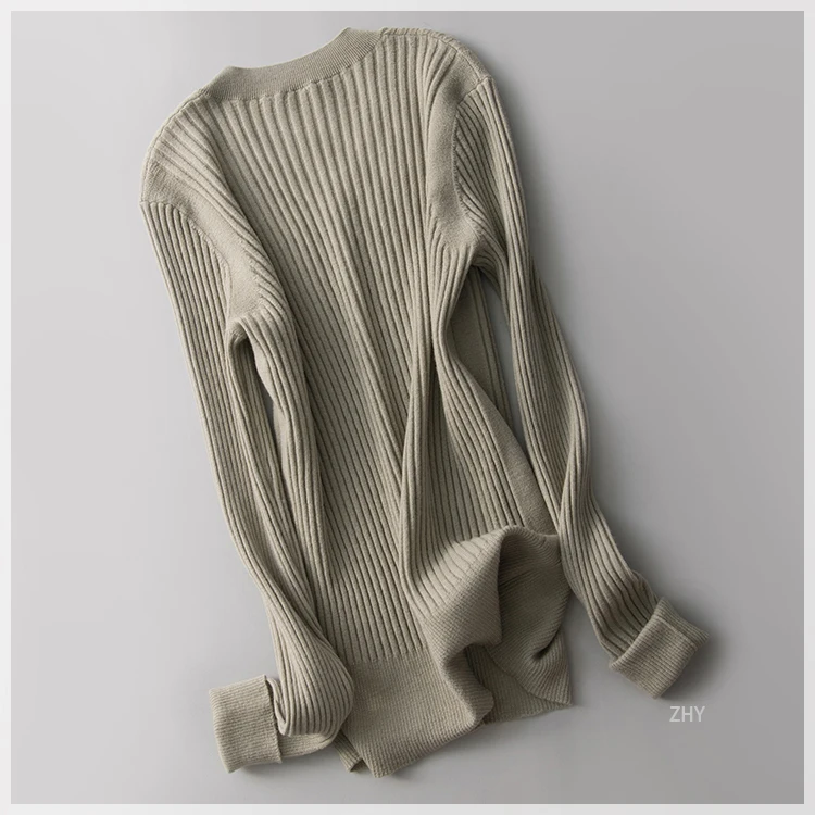 Women Pullovers Wool knitted Sweaters V neck pullover Fall Winter Bottoming knit Natural Silk Basic Sweater