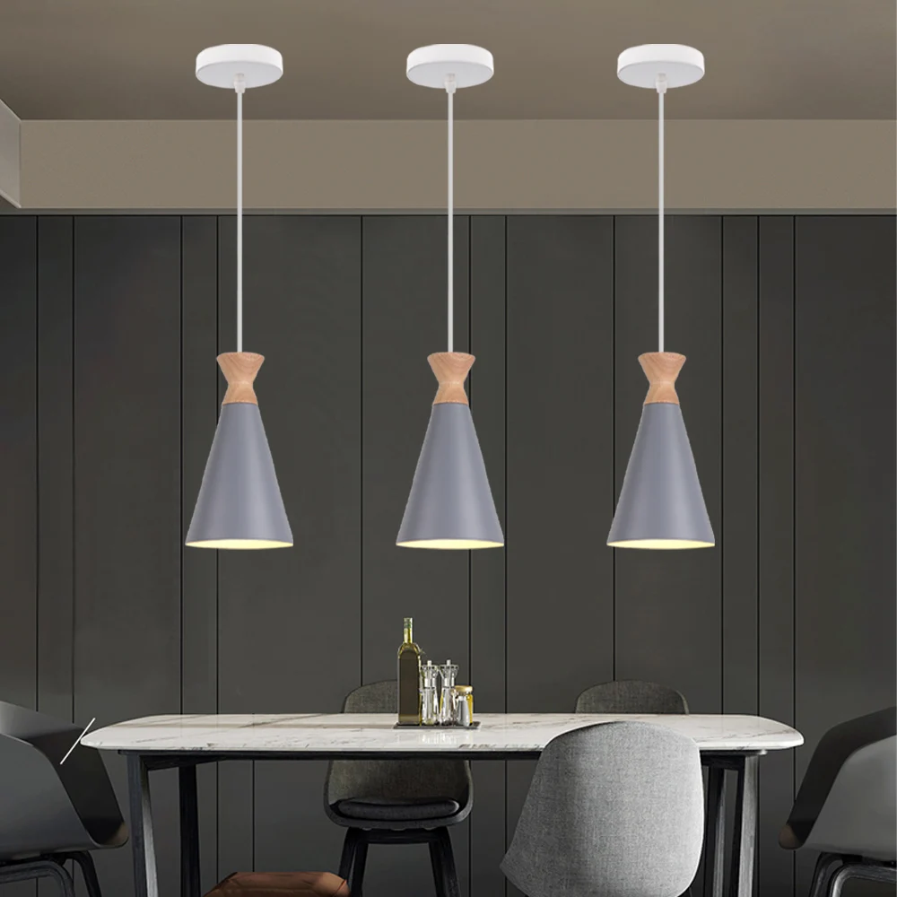 

Nordic Industrial LED E27 Wood Pendant lamp Vintage Modern macaron Hanging Light Lighting Living Room Home decor kitchen Fixture