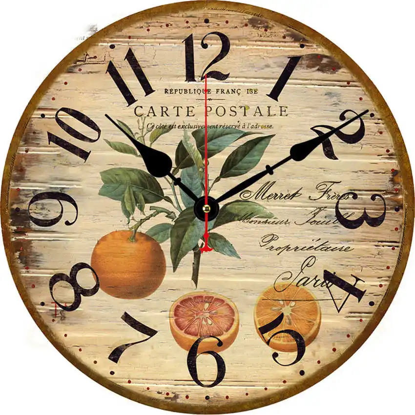 Fruit Clock G Винтажные настенные часы, кухонные часы, круглые подвесные римские цифры, настенные часы, практичное украшение для гостиной - Цвет: Fruit Clock G