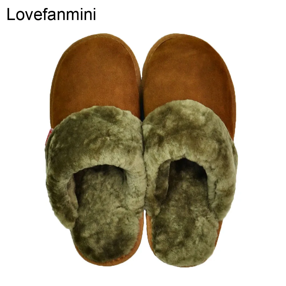 Шерстяные меховые тапочки из коровьей замши домашняя нескользящая обувь для