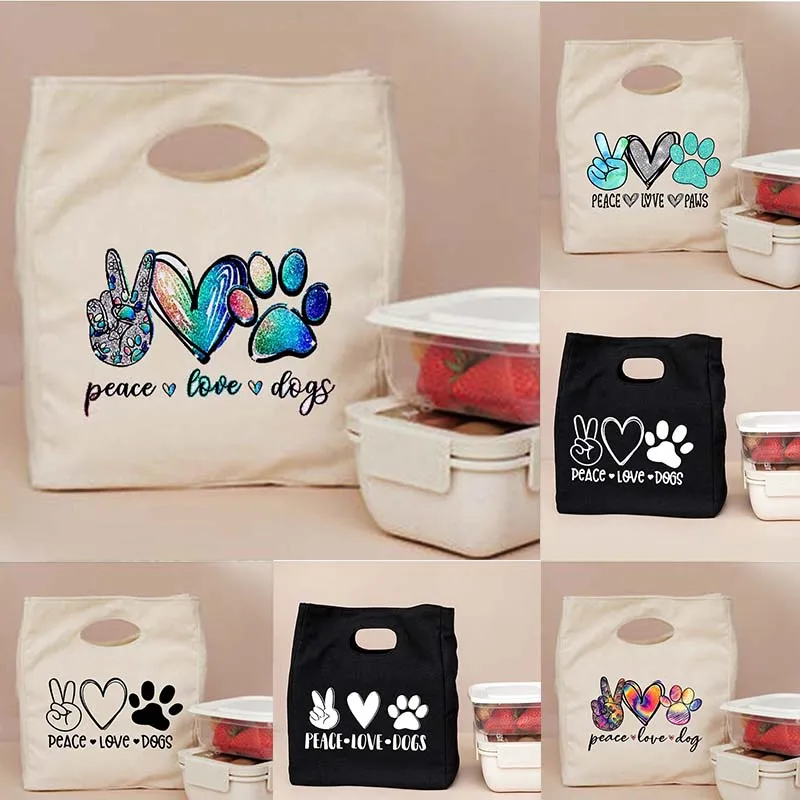 

Peace Love «Щенячий патруль» принтом Функциональная сумка-холодильник с узором Коробки для обедов сумка Портативный изолированные обед мешки Термальность Еда Пикник чехол для Для женщин детей