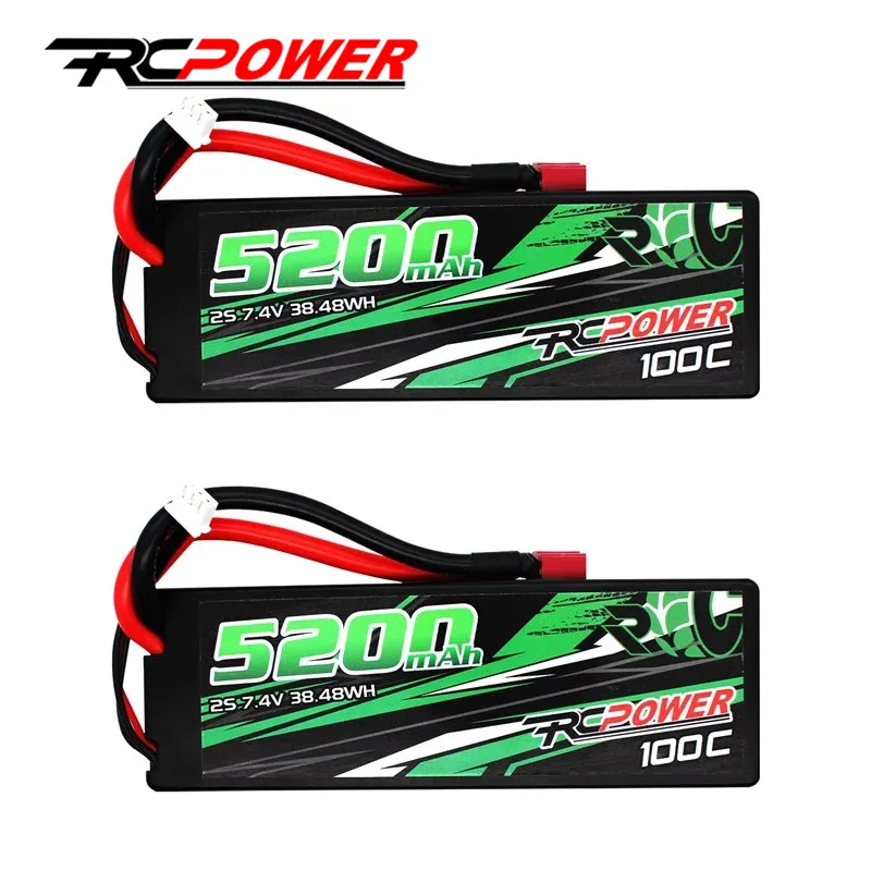 Литий полимерный аккумулятор RCPOWER 2 шт. 5200 мАч 7 4 В 2S 100C с разъемом T Deans для