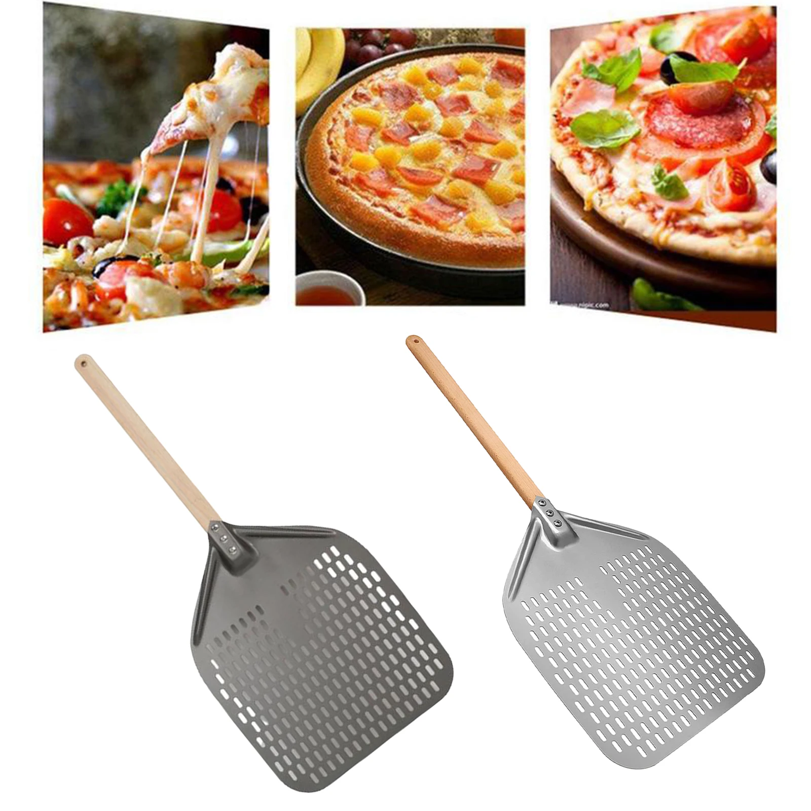 

Perforated Pizza Peel Shovel with Detachable Handle Small Kitchen Tool
