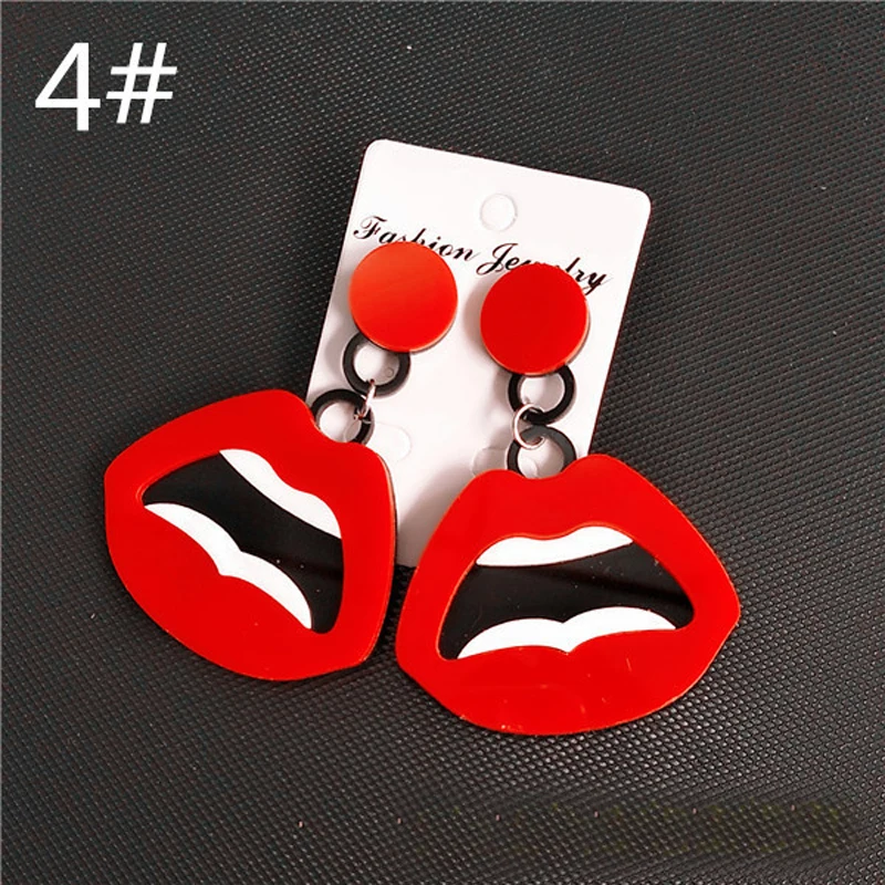 1 пара новые творческие личности акриловое волокно в виде красных губ Рот серьги