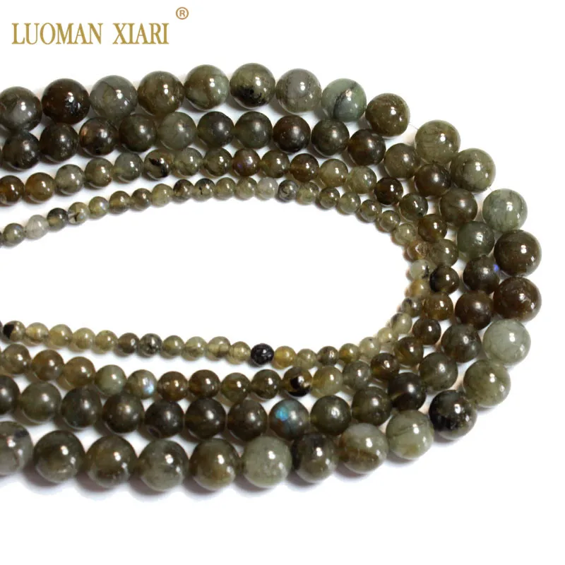 Изысканные AAA 100% натуральный зеленый Labradorstein круглый камень бусины для